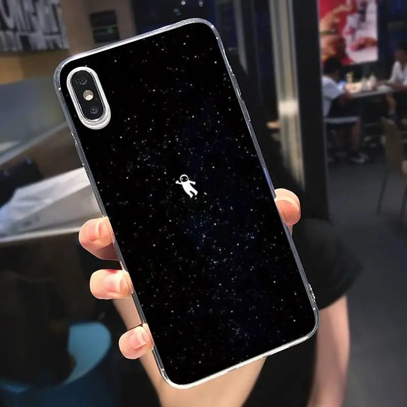 

Starry sky Astronaut space Phone Case Transparent soft For iphone 5 5s 5c se 6 6s 7 8 11 12 plus mini x xs xr pro max