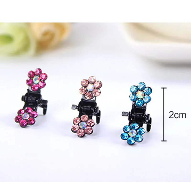 Модные женские заколки для волос 12 шт. мини с кристаллами и цветами подарок детей