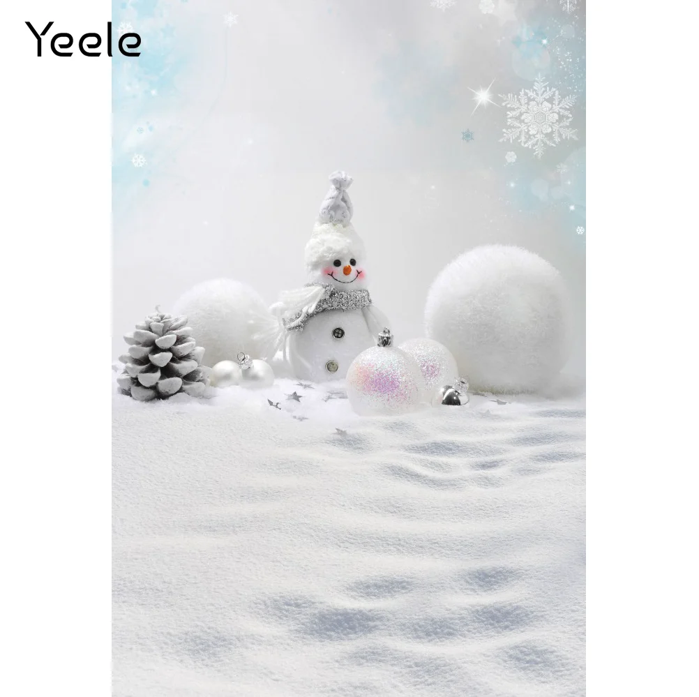 

Yeele Winter Christmas Photocall Photography Backdrop Glitter Snowmen Baby Portrait Party Background Photographic Photo Studio