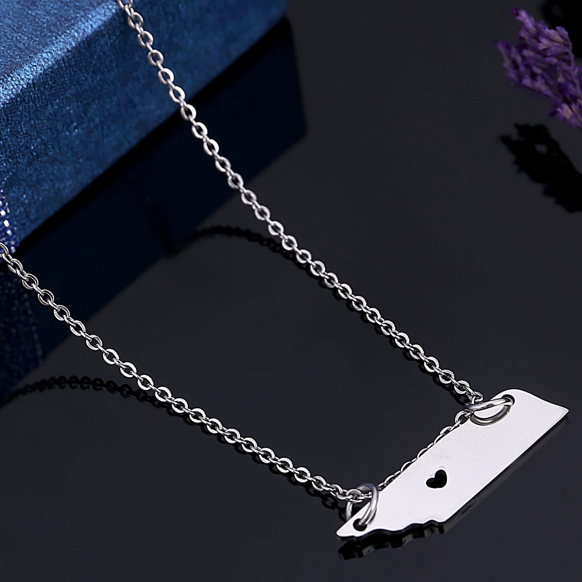 

Stainless Steel Tennessee Map Pendant Necklace Fashion Silver Color Map Heart Jewelry
