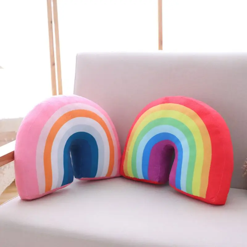 Kids Rainbow U Shape Pillow Neck Cushion Head Support Child Sleeping Plush Toy 54DA |