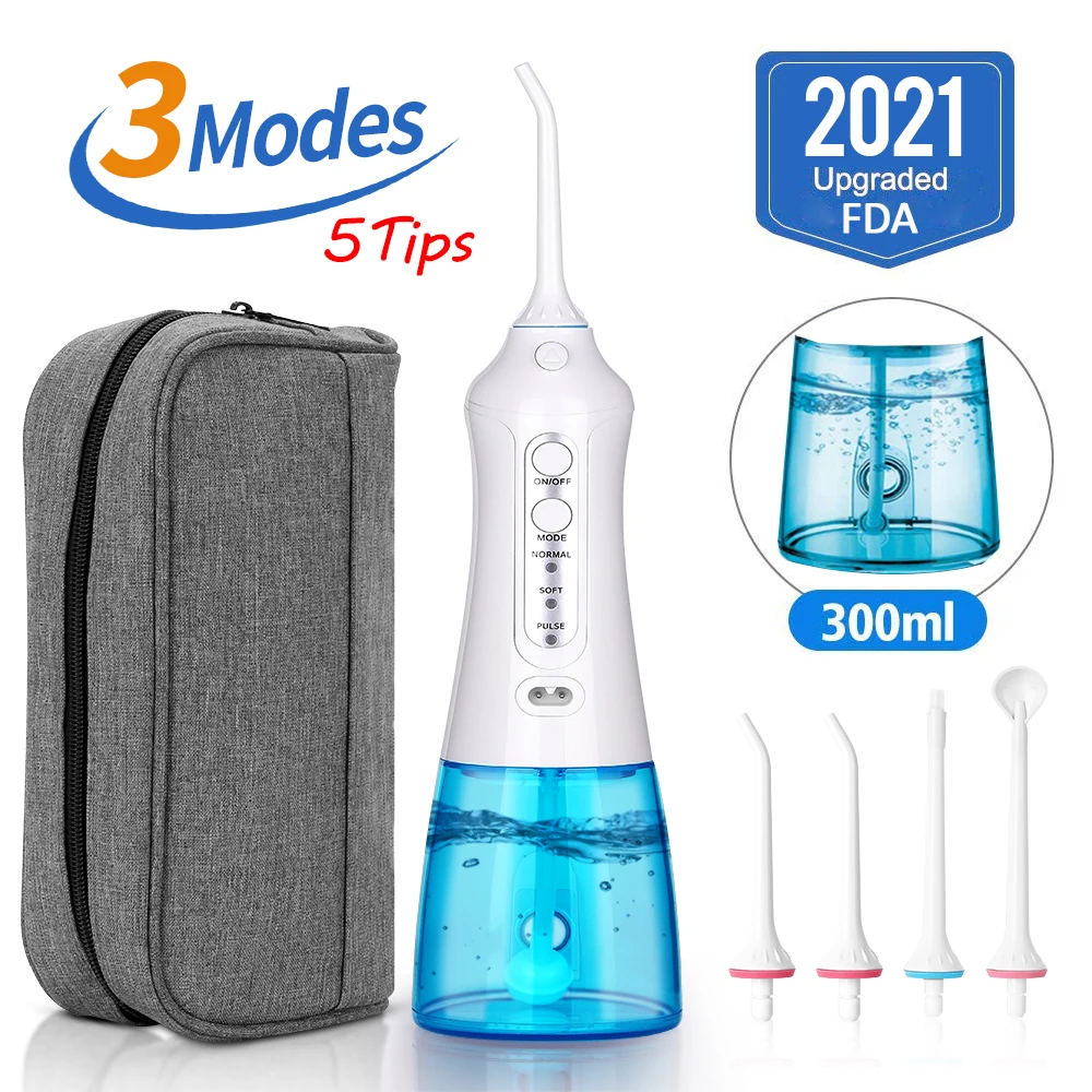 

3 Modi Draagbare Monddouche Draadloze Water Tanden Bleken Usb Oplaadbare 5 Nozzles Waterstraal Floss Tooth Pick 300Ml