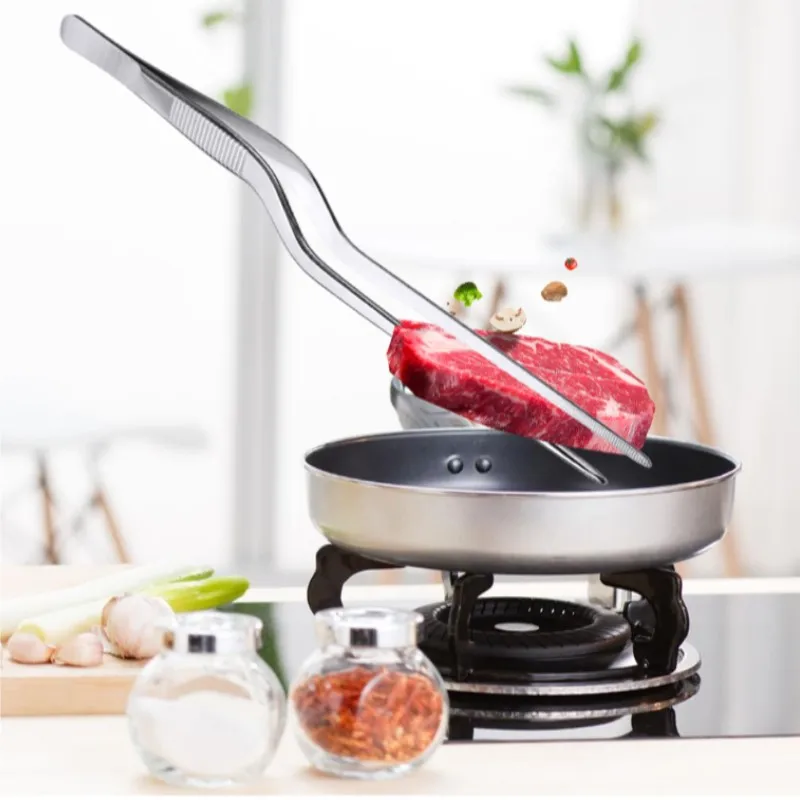 

16/21 CM Kitchen Tweezer BBQ Food Tweezer Clip Mini Chief Tongs Stainless Steel Portable For Picnic Barbecue Cooking
