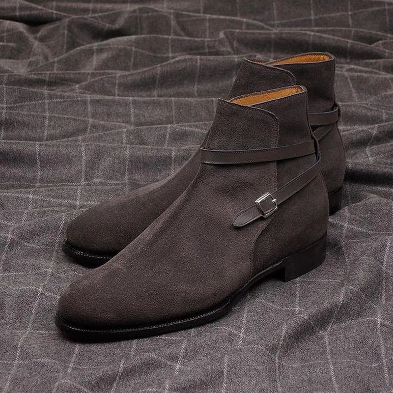 

boots buckle ankle faux suede Botines men shoes мужские сапоги Bottes pour hommes fashion sapatos para hombre concise XM640
