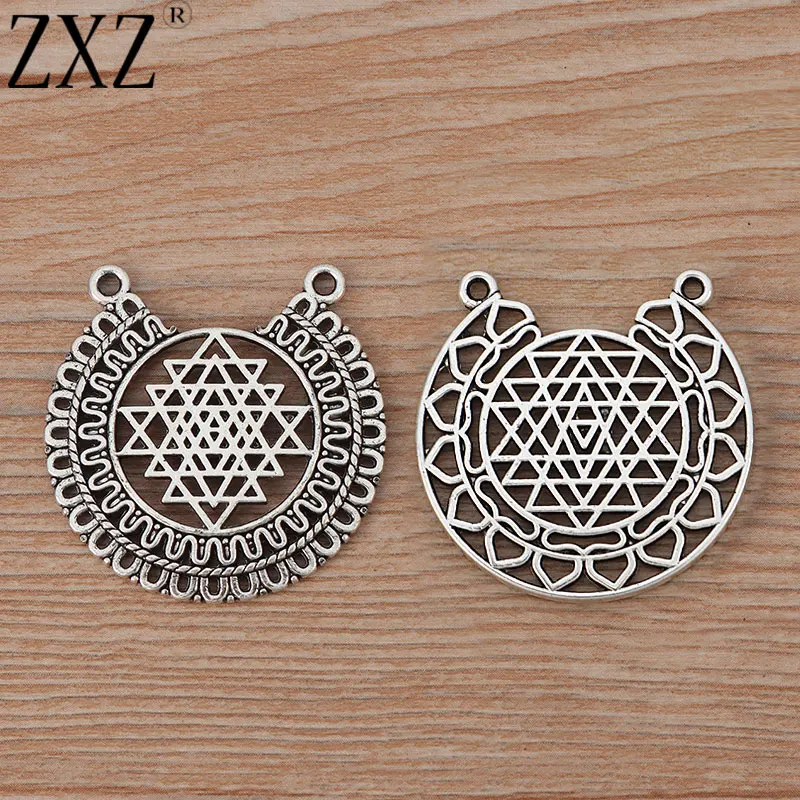 ZXZ 10 шт полые Sri Yantra медитация подвески для ожерелья ювелирных изделий фурнитура