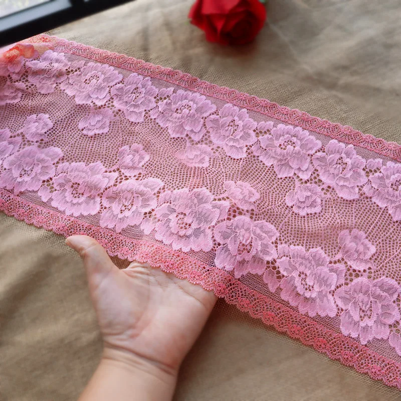2 м/лот эластичное Розовое Кружевное Сетчатое кружево из спандекса для нижнего