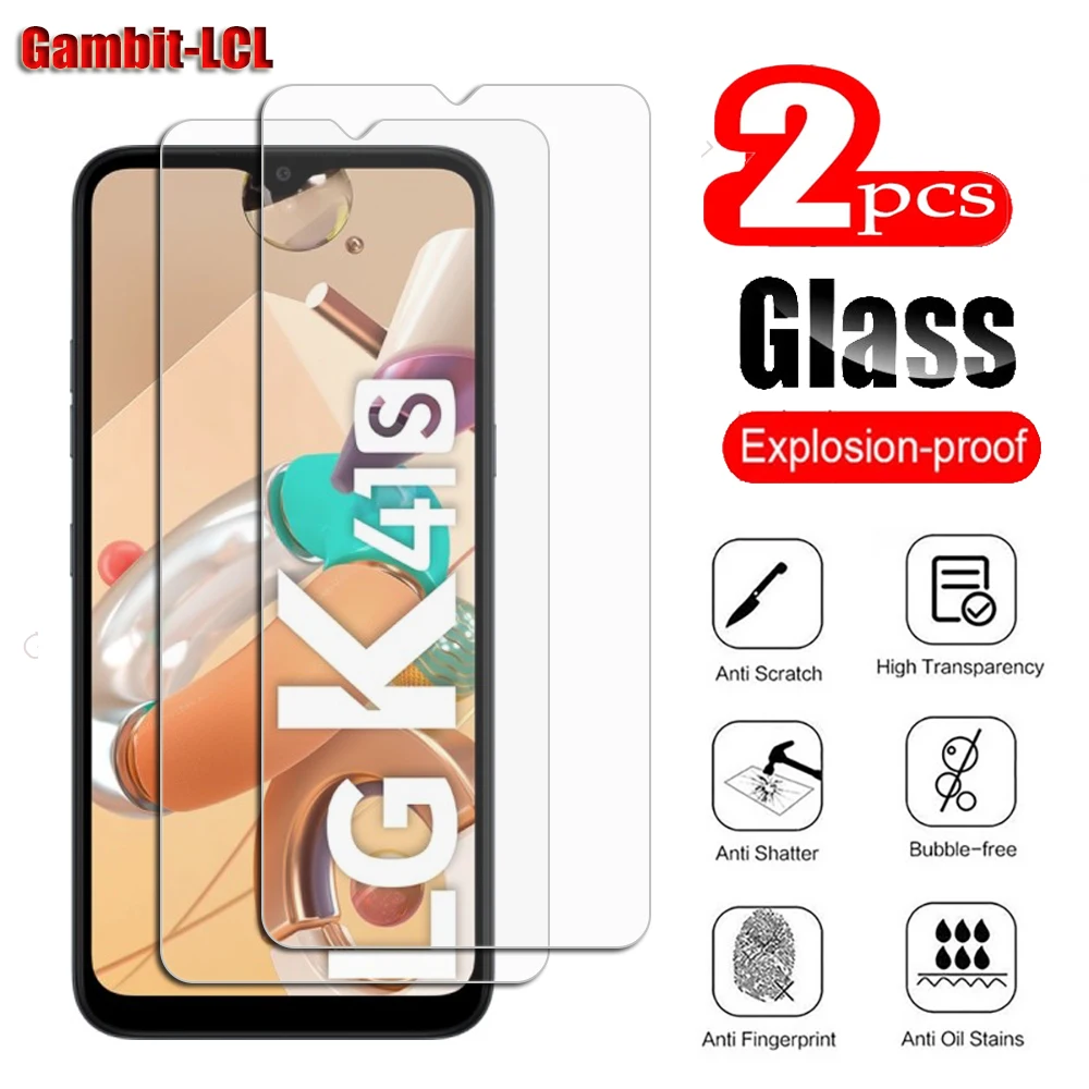 

2Pcs Original Protection Tempered Glass For LG K41S 6.55" LMK410EMW, LM-K410EMW, LM-K410 Screen Protective Protector Cover Film
