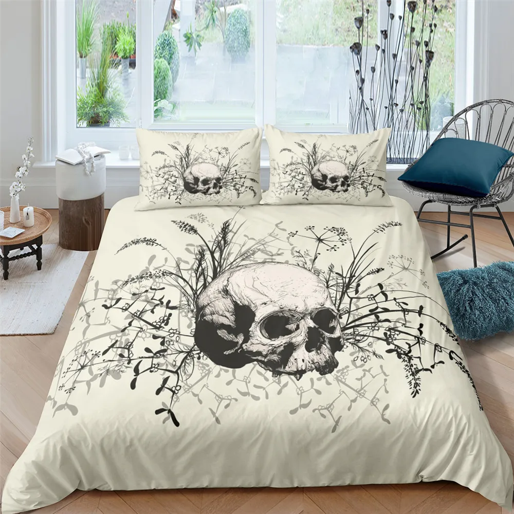 2/3 шт. Комплект постельного белья с принтом черепа | Дом и сад