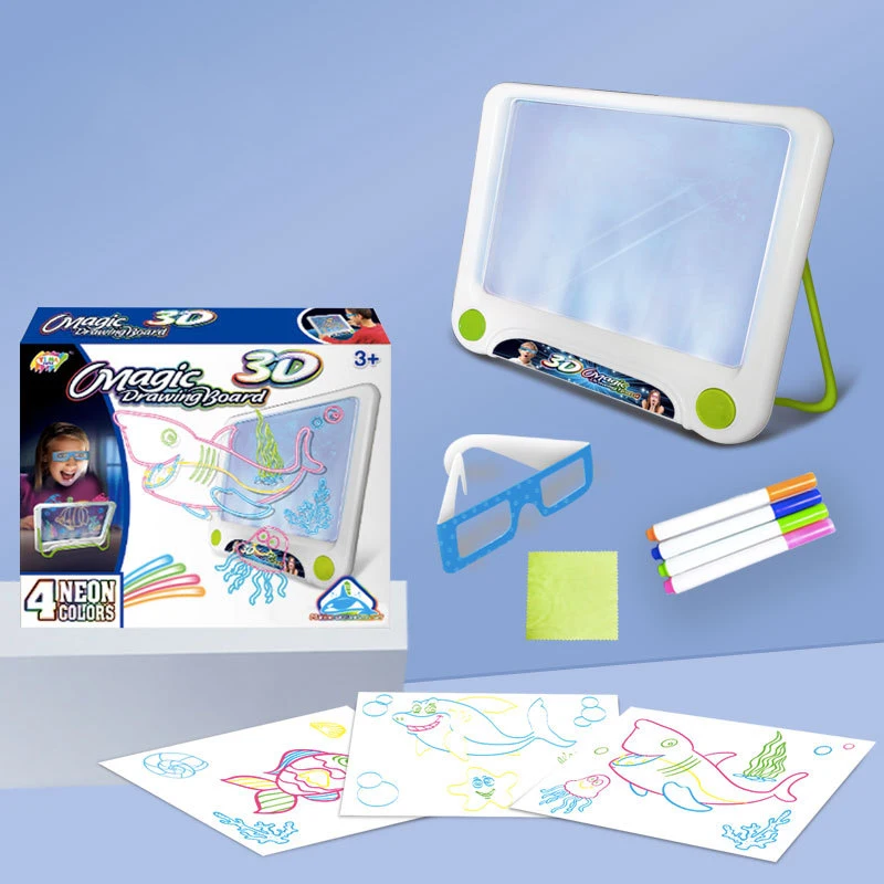 3D Drawing Board LED Light Effects Puzzle Magic Pad Kids Painting Educational Toys Graffiti Lighting Children Gift | Канцтовары для