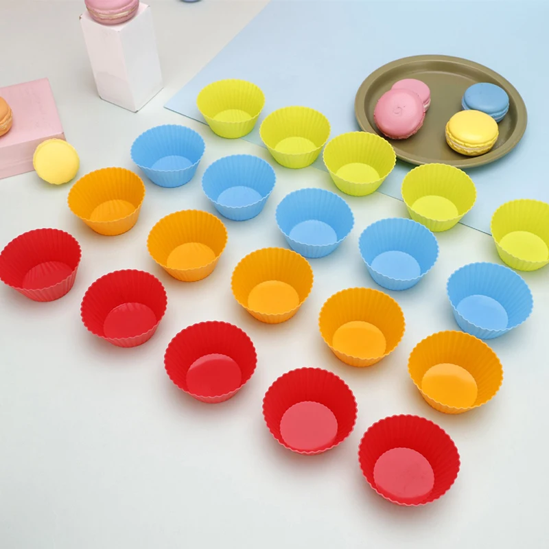 

25pcs Reusable Silicone Cupcake Pans Non-stick Cups Easy Storage BPA Free Kitchen Supplies RT88
