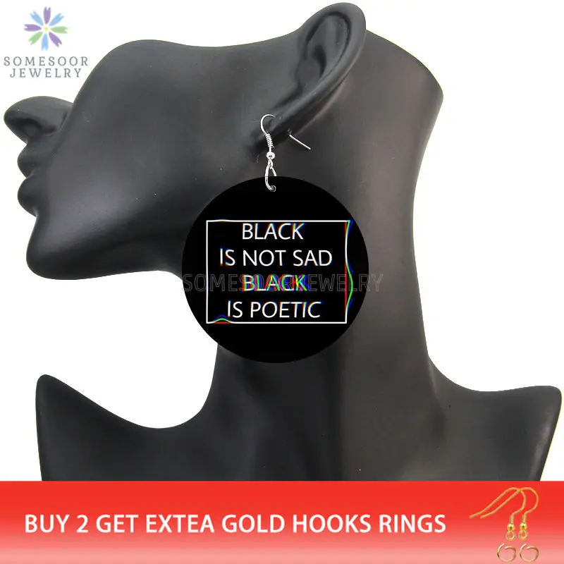 SOMESOOR черные мечты борьба образованные африканские деревянные висячие серьги с