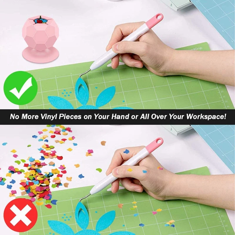 

2 Pcs Suctioned Vinyl Weeding Scrap Collector Silicone Suction Cups for Vinyl Disposing Craft Weeding Tools Holder Set