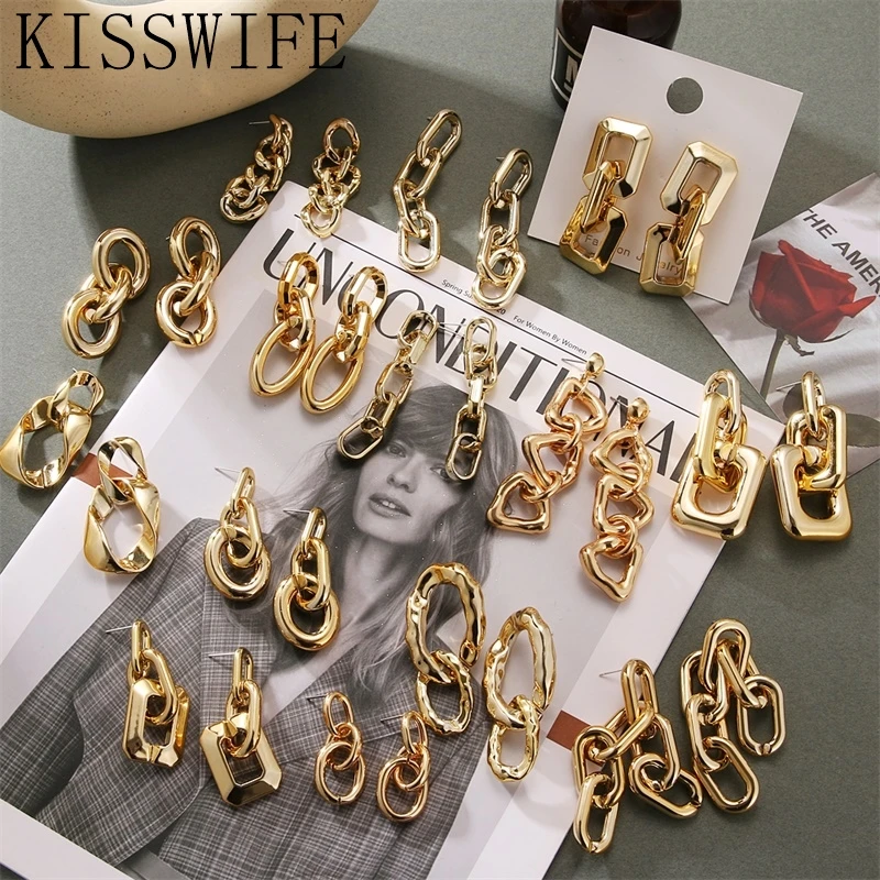 Винтажные длинные золотые серьги геометрические металлические Висячие