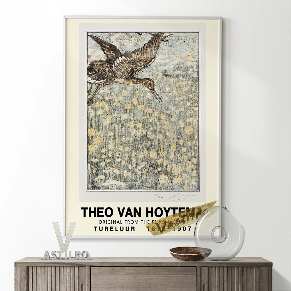 

Theo Van Hoytema Bird Illustration Exhibition Museum Vintage Art Prints Poster Tureluur Retro Canvas Painting Animal Wall Decor