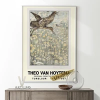 theo van hoytema bird illustration exhibition museum vintage art prints poster tureluur retro canvas painting animal wall decor