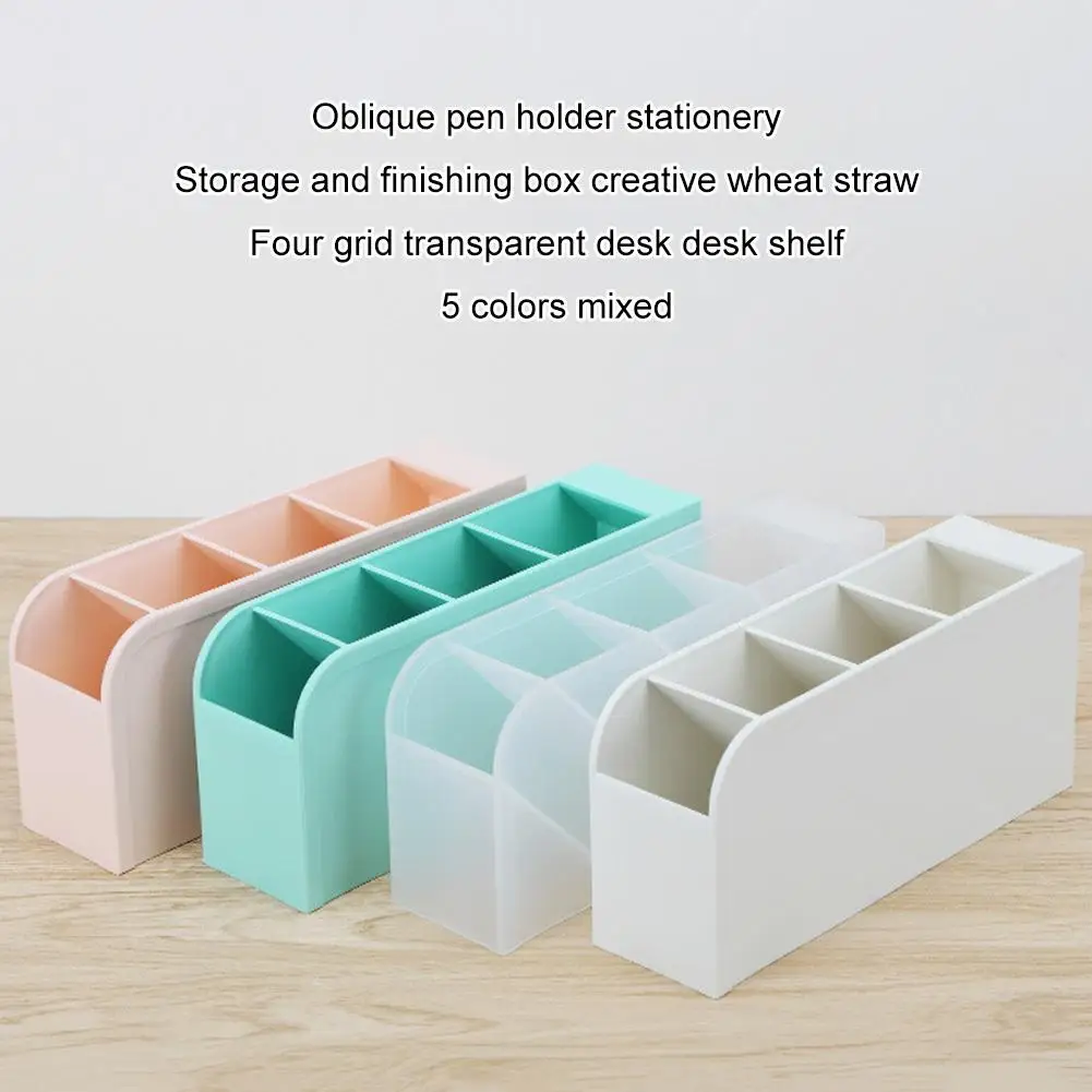 

Multi-lattice Oblique Pen Holder INS Nordic Simple Transparent Desk Organizer Student Desktop Storage Rack for Office School