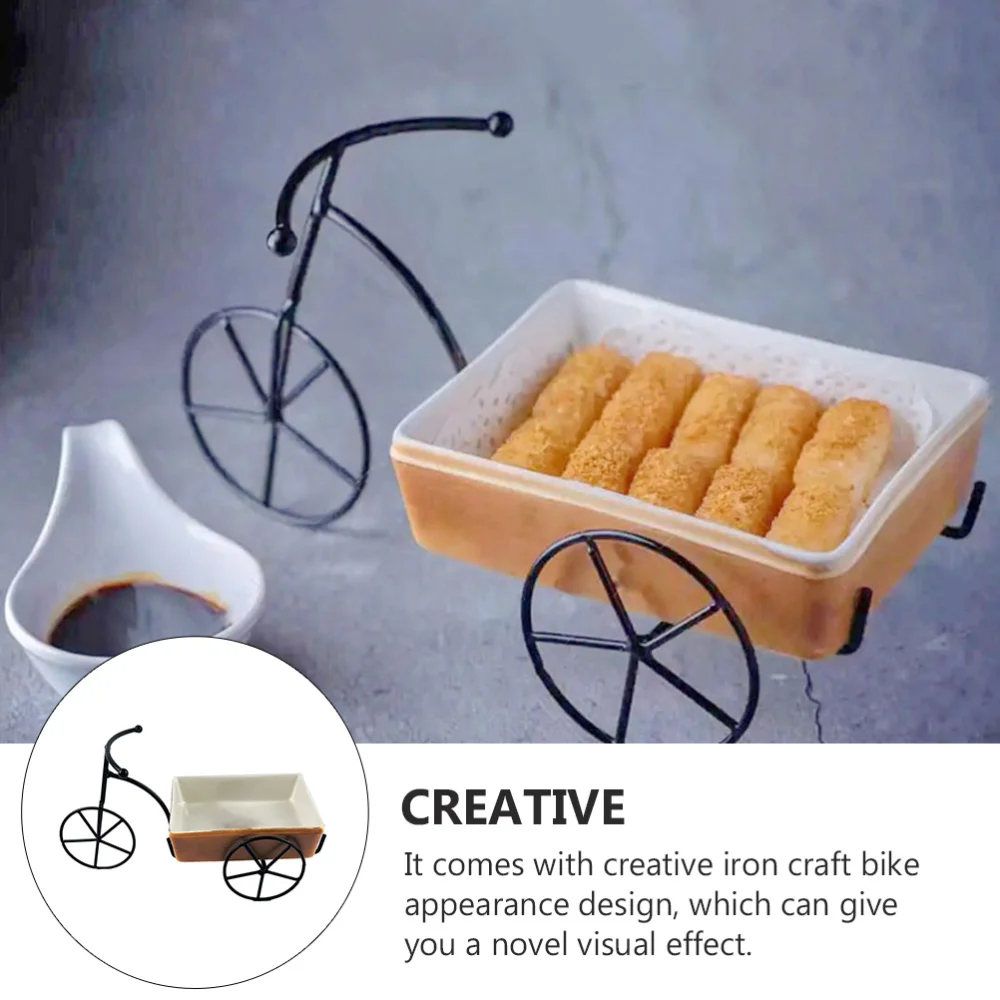 

1pc Iron Craft Bike Ceramic Dish Tableware Creative Food Service Plate Food Dish