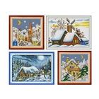 Набор для вышивки крестиком 14 карат, Зимняя серия снежных пейзажей сделай сам, Мультяшные принты, DMC холст, Китайская вышивка, подарок, украшения для дома