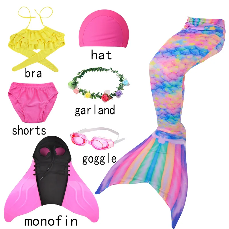 

Summer Children Swimming Suit 3pcs Mermaid Tails Swimsuit Costume Clothes Party Bikinigirl Sets For Girls Kids Dress