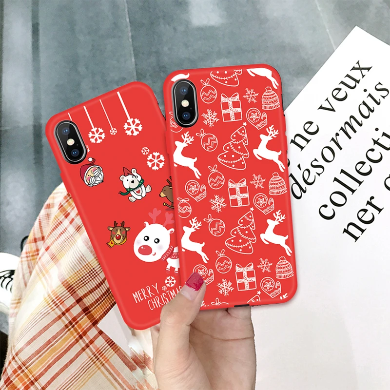 For iPhone XR XS X 11 pro Max 7 8 Soft New Year Merry Christmas Case Phone Cover for 6 6S Plus Santa Claus Pattern Coque | Мобильные