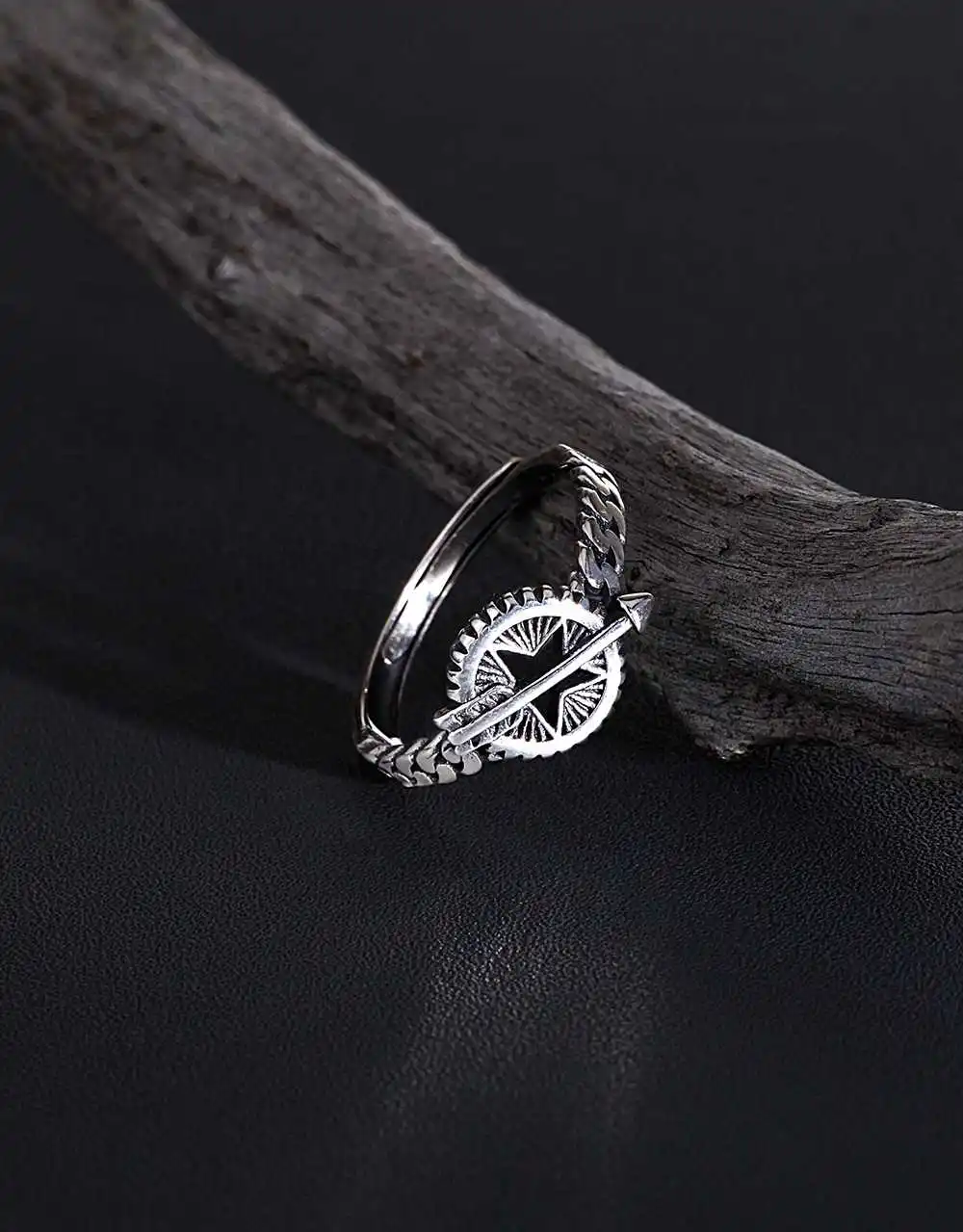 

Simple 925 Sterling Silver for Women Ring Punk Style Hollow Five-pointed Star Ring Adjustable Size Ring Engagement Ring