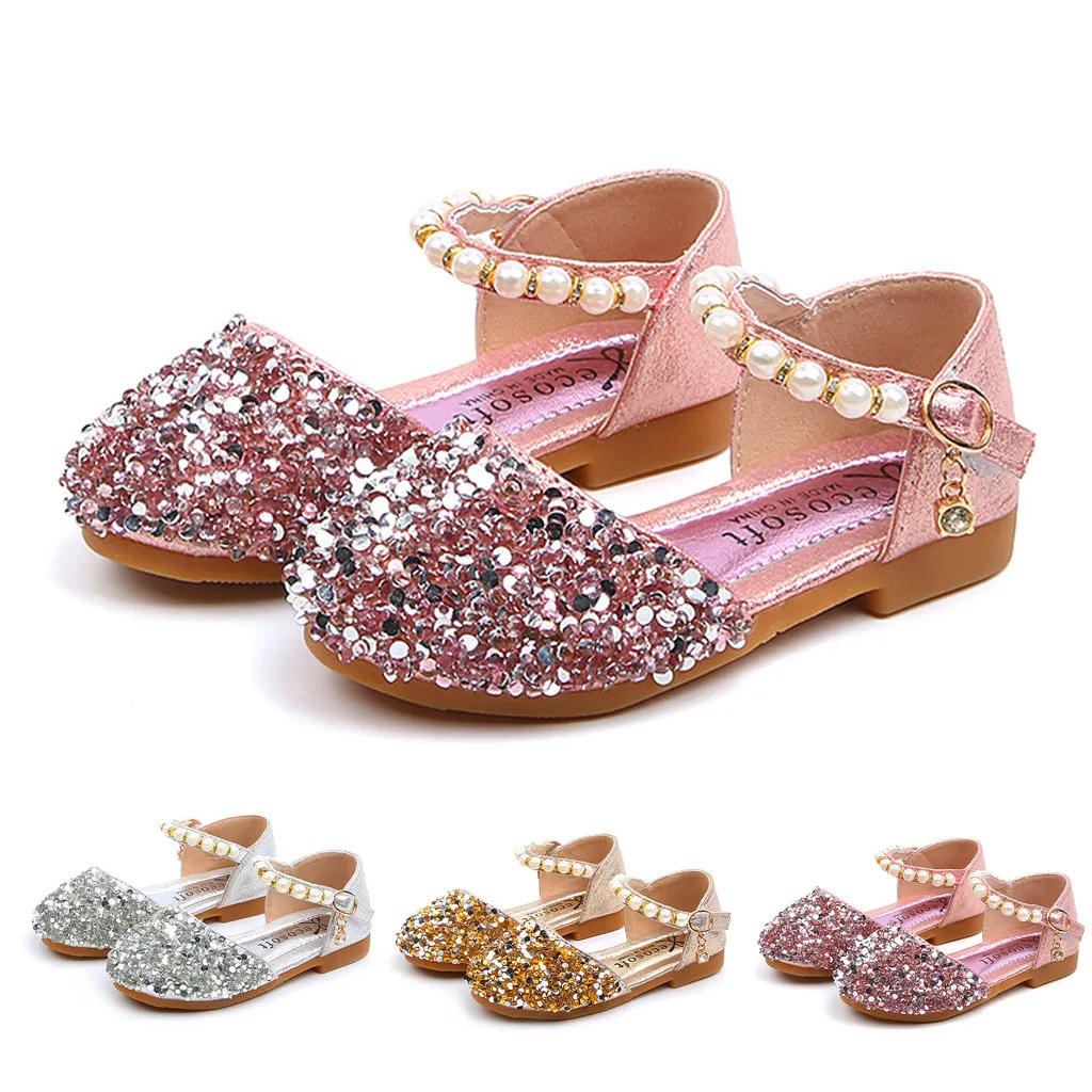 

LONSANT Toddler Baby Girls Pearl Bling Sequins Single Party Baby Princess Shoes Soft Sole kids casuals shoes Drop Ship 2020 new