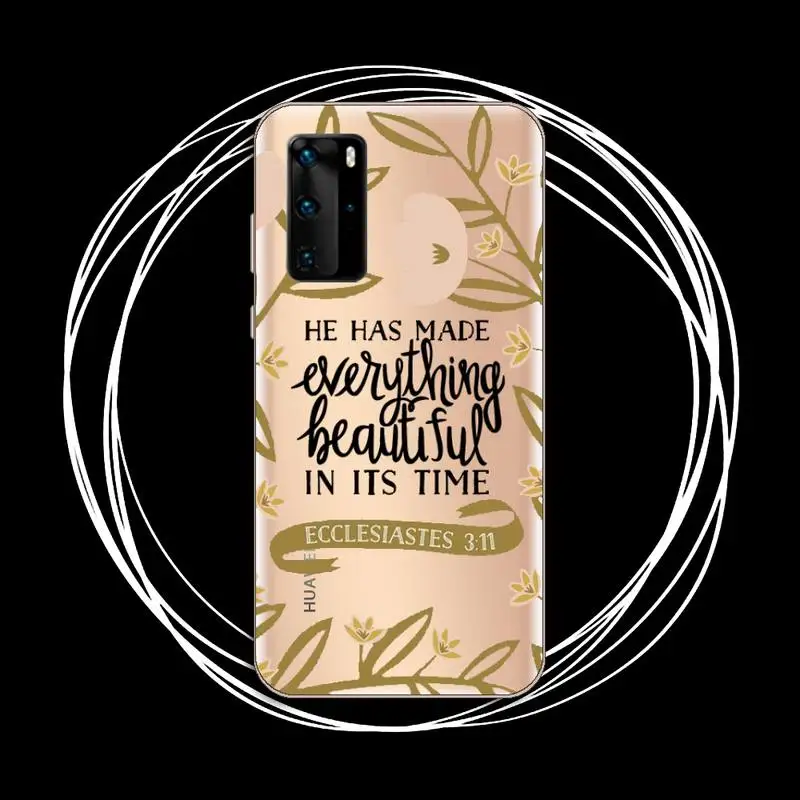 

Jesus Bible Quotes Phone Case Transparent for Huawei P20 P30 P40 honor 8 10i P smart 2019 Samsung A71 A21S S10 20 plus