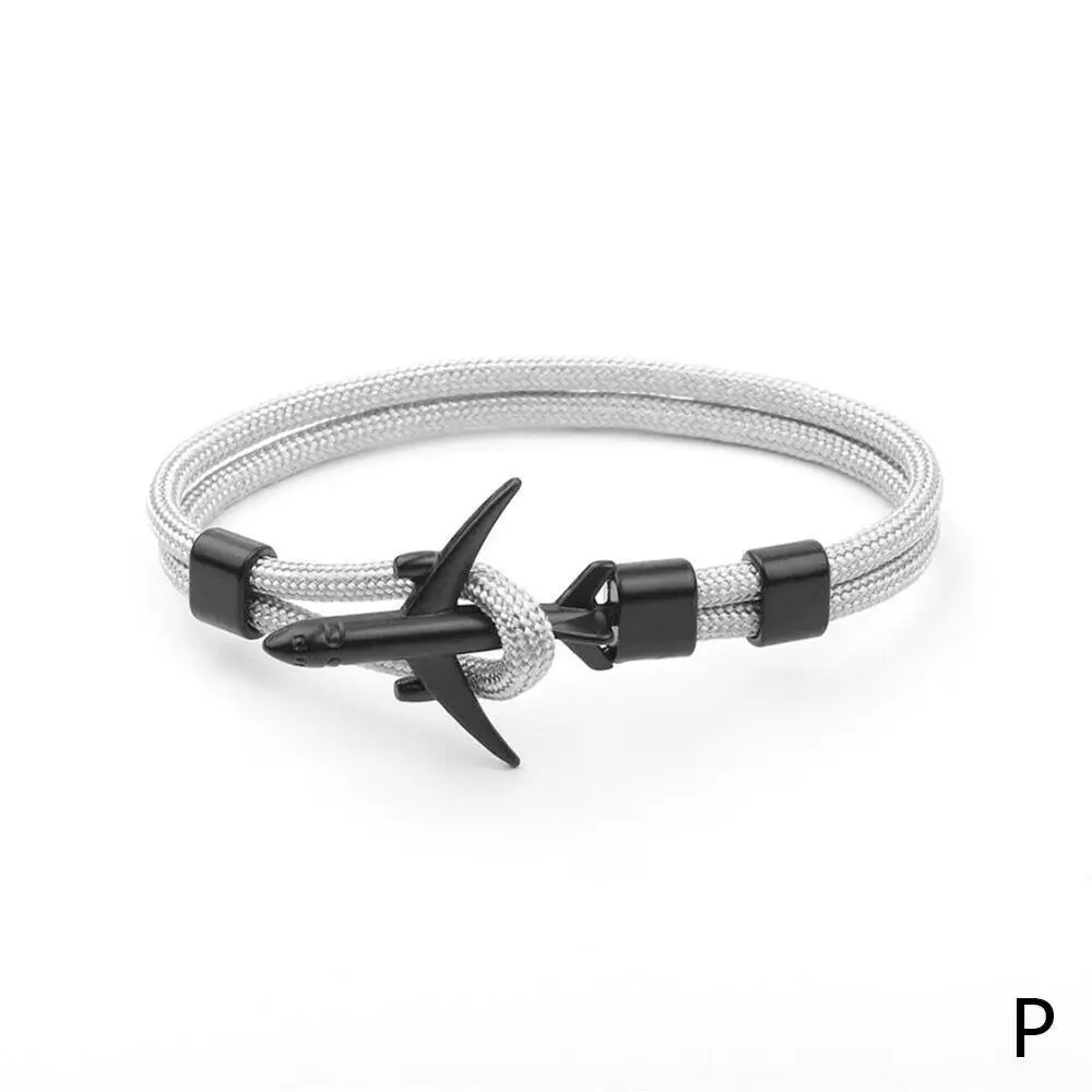 P Модный самолет браслет с якорем для мужчин CharRope Chain Para cord браслет мужской женский Air Force стиль обертывание металлические спортивные браслеты - Окраска металла: P