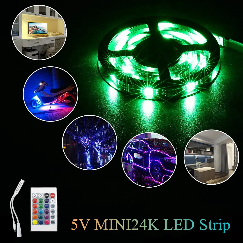 5V USB Мощность светодиодный ТВ полосы светильник MINI24K RGB 5050 SMD 60 Светодиодный s/m