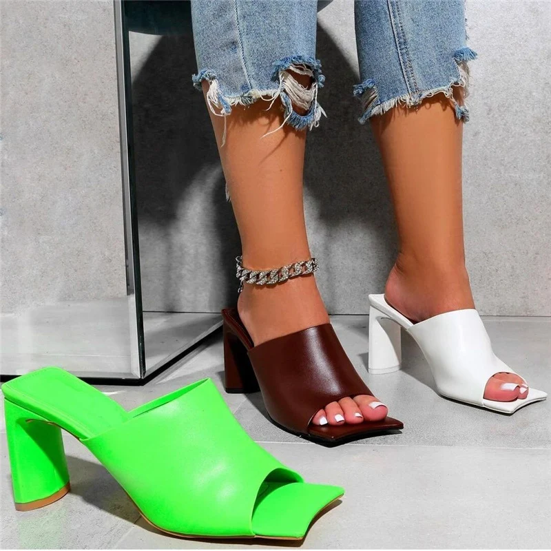 

Сандалии Muller женские на высоком каблуке 9 см, повседневные босоножки с квадратным носком, без застежки, обувь для выпускного вечера, зеленые,...