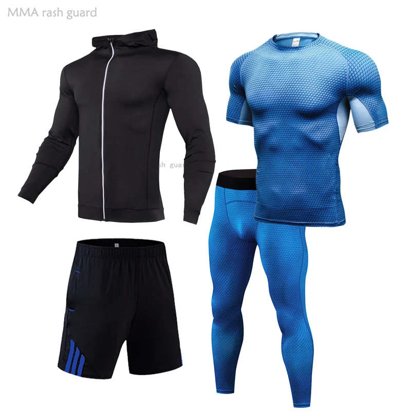 Компрессионный спортивный костюм для ММА 4xl мужской тренировочный футболка