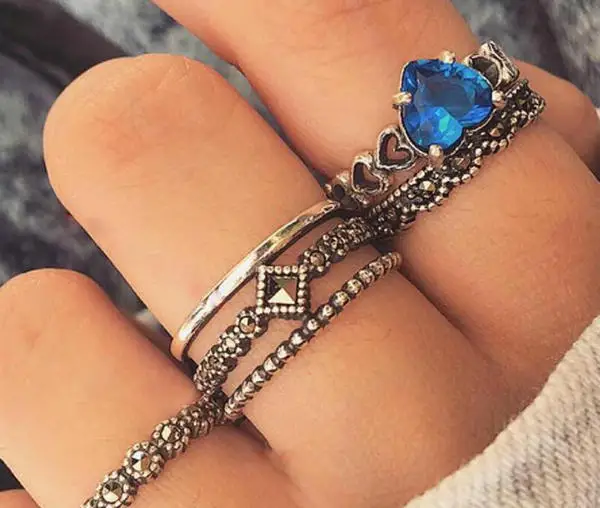 6 rings set Лидер продаж, женское кольцо с океанской звездой и луной, 13 шт. в наборе, ювелирные изделия, Ретро стиль, опал, корона, циркониевые кольца, модные женские аксессуары - Цвет основного камня: 6 rings set