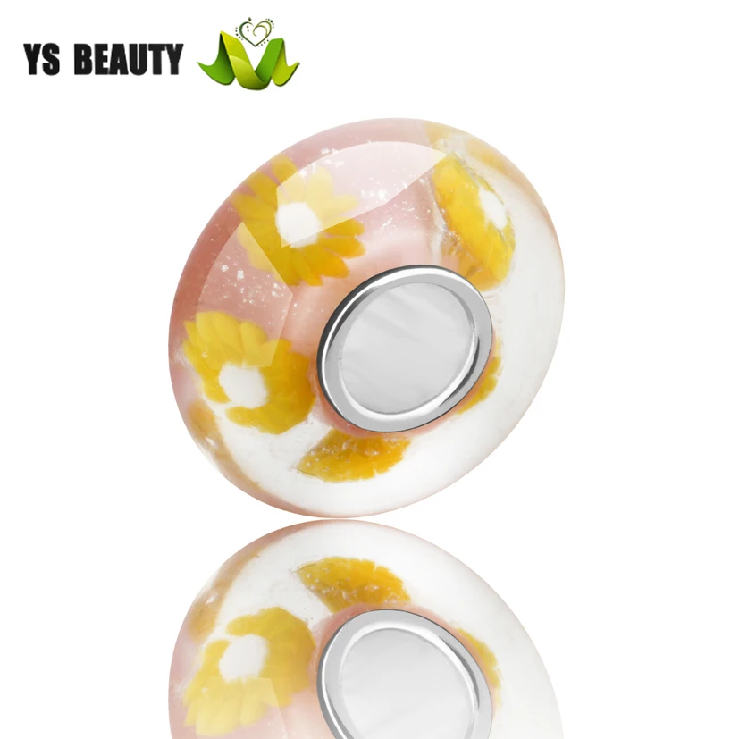 Фиолетовые стеклянные бусины с мотивом маргаритки, оригинальный дизайн китайской фабрики, бусина из серебра 925 для европейских браслетов-шармов, подходят для создания индивидуального образа.