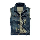 Мужской джинсовый жилет весна и лето мужская майка потертые джинсы человек в ковбойском стиле брендовая одежда в стиле хип-хоп без рукавов куртка размера плюс 6XL