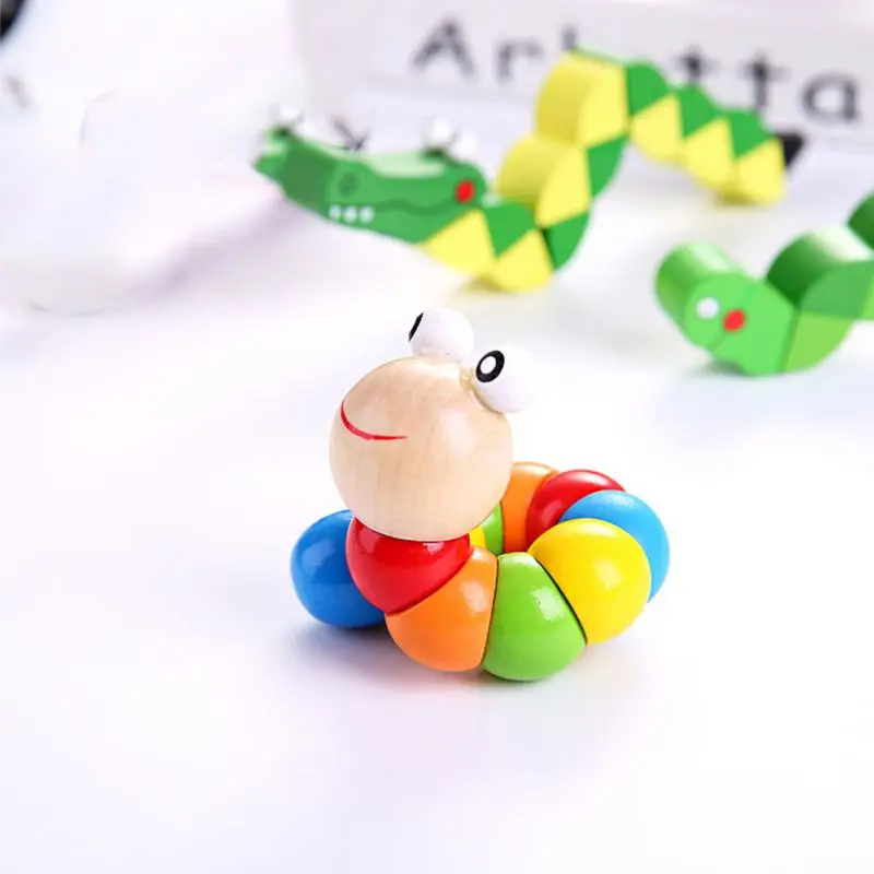 Детская развивающая игрушка Монтессори Деревянный 3D пазл червь крокодил