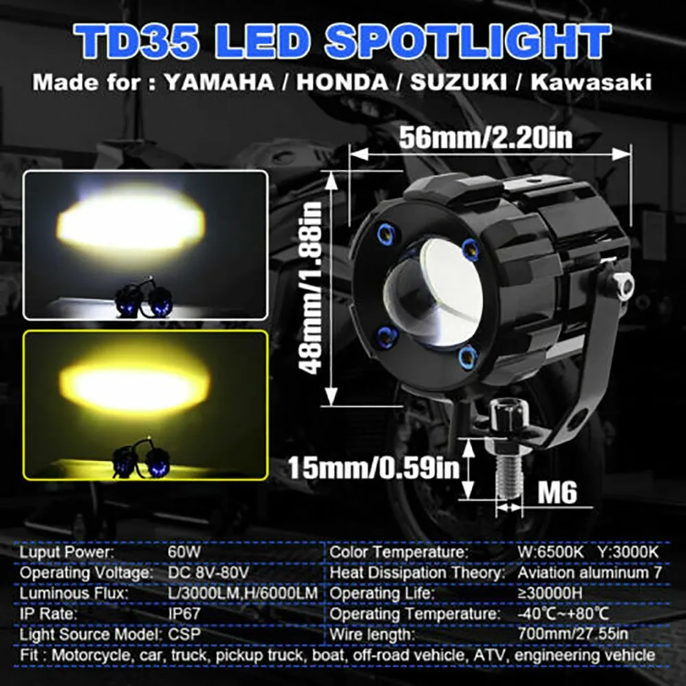 

Fog Lamp CSP LED Spot Light Headlight Kits 2Pcs/set Accessories Black Shell