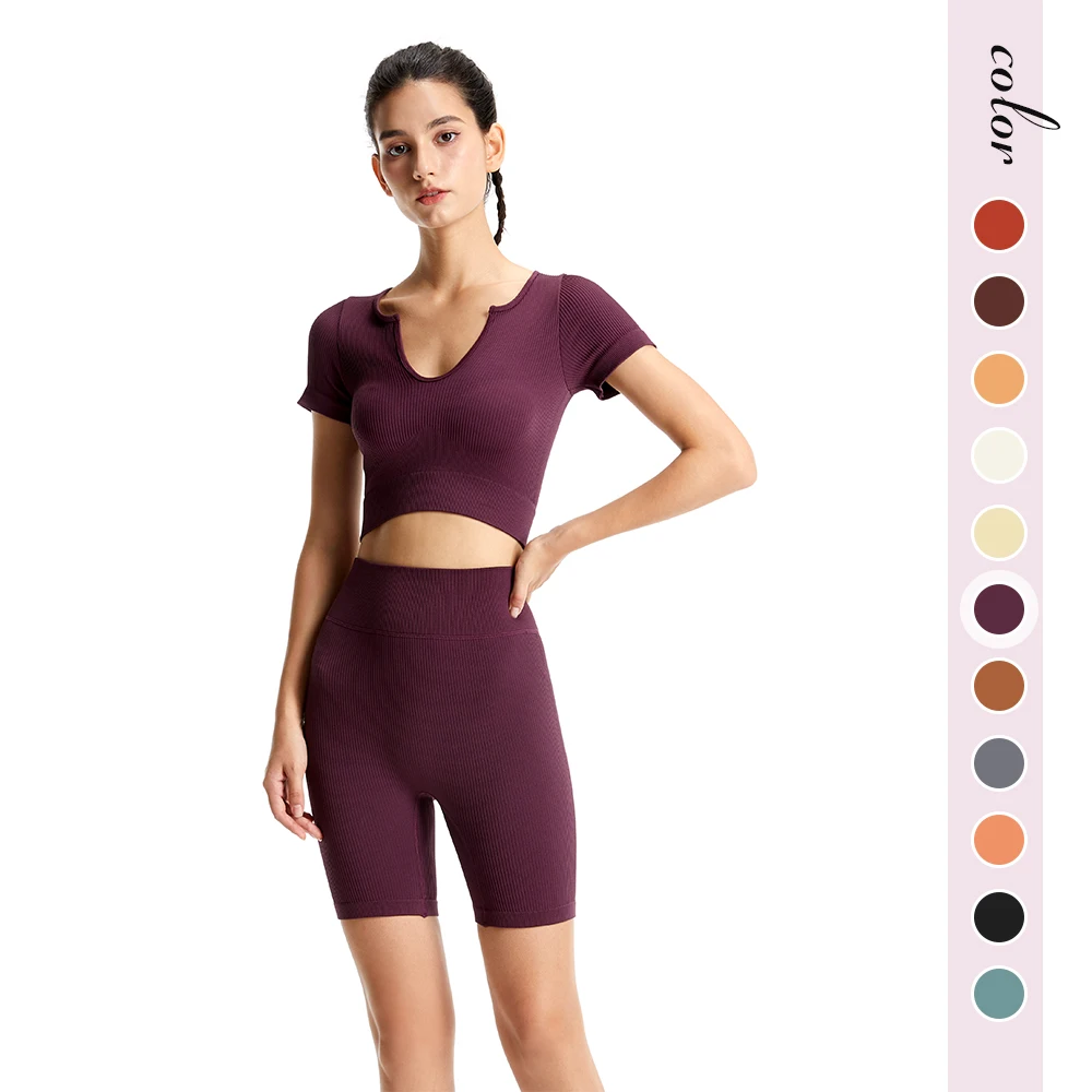 2-Piece Bra Shorts Yoga Seamless Fitness Suit High Elasticity Women's Gym Set Hip Push Up Squat Woman Clothes Yoga Set Tracksuit