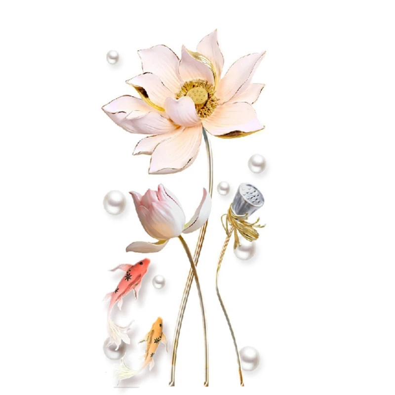 Объемная наклейка на стену в виде цветка лотоса самоклеящийся Декор для дома из