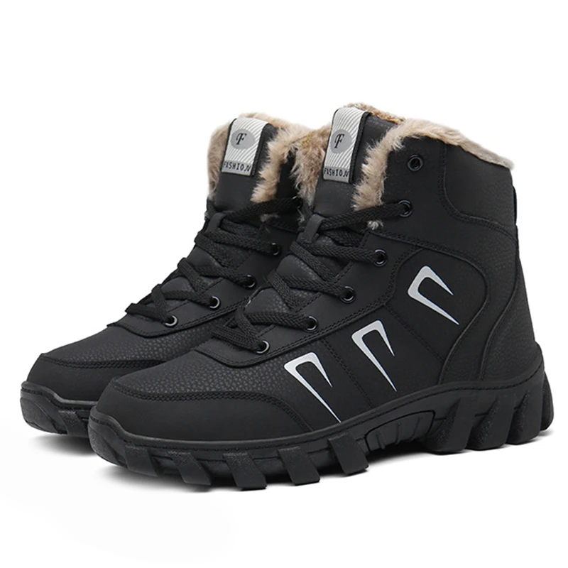 Кожаные спортивные зимние ботинки с флисовой подкладкой утолщенная