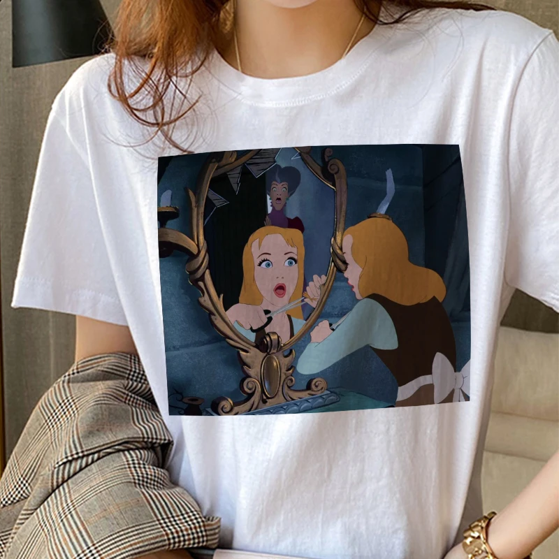 

Summer Clothes For Women Funny Princess T Shirt Women Harajuku Fashion White Short Sleeve Tees Plus Size O-neck Tshirt New Shirt