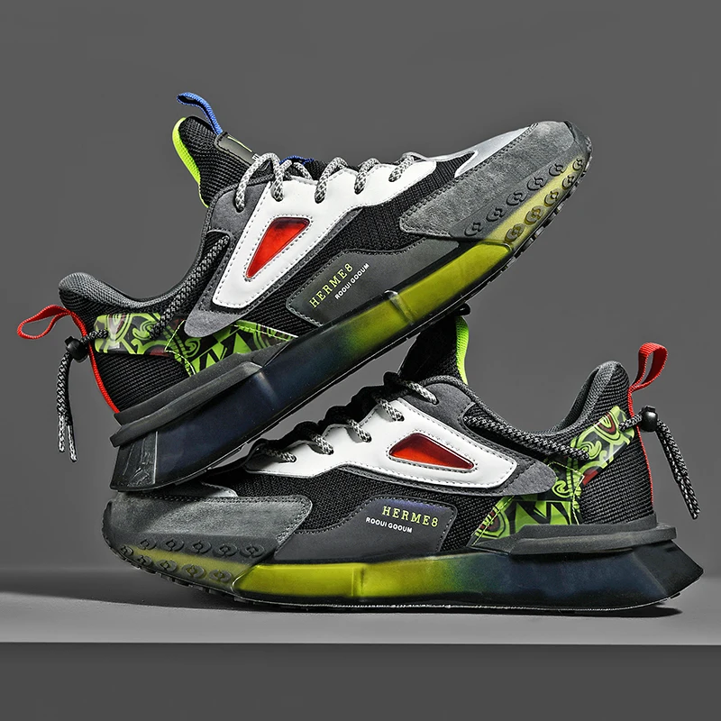 New Trendy Men Sports Shoes High Quality Solid Color Breathable Fashion Wear-resistant Outdoor Shock-absorbing | Спорт и развлечения