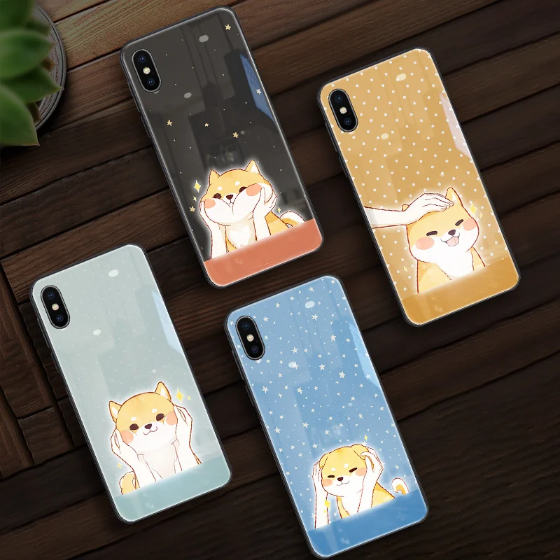 X-it Smart LED Glowing Phone Case For Apple iPhone X XS XR MAX 6 6S 7 8 Plus Cases Back Cover Cute Dogs Animal Funda | Мобильные
