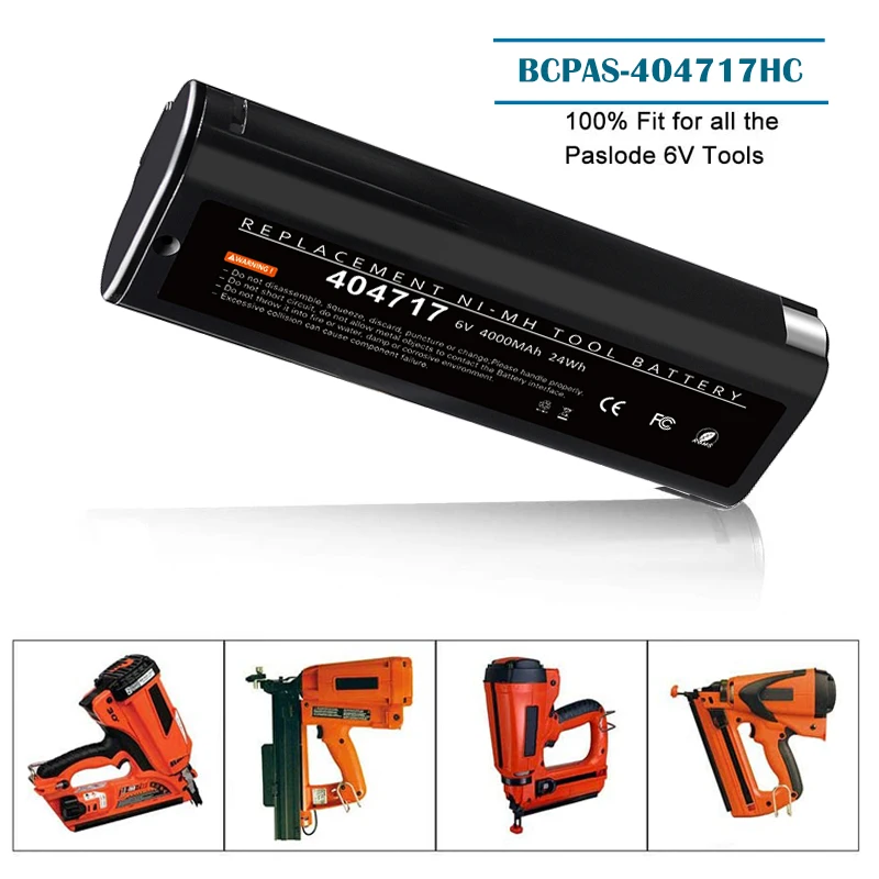 Powtree 6V 4.0Ah NI-MH Battery Replacement For Paslode 404717 B20544E BCPAS-404717 404400 900400 900420 900600 power tool