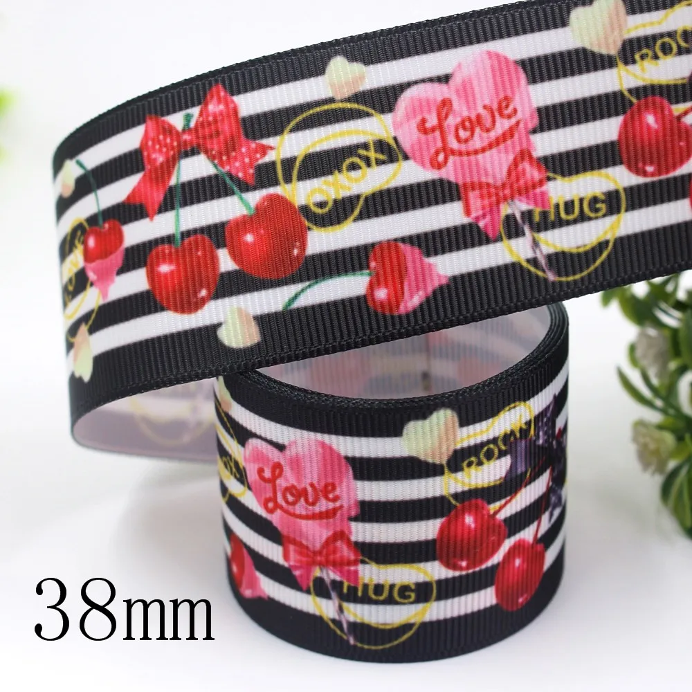 Корсажная лента с принтом фруктов клубники вишни мороженого 1-I-19920-2224 дюйма 10