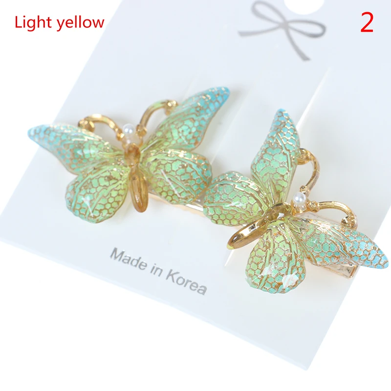 

2PCS Cute Butterfly Hairpin Barrettes For Women Shiny Colorful Hair Clip Headdress Fashion Hair Accessories Headpiece