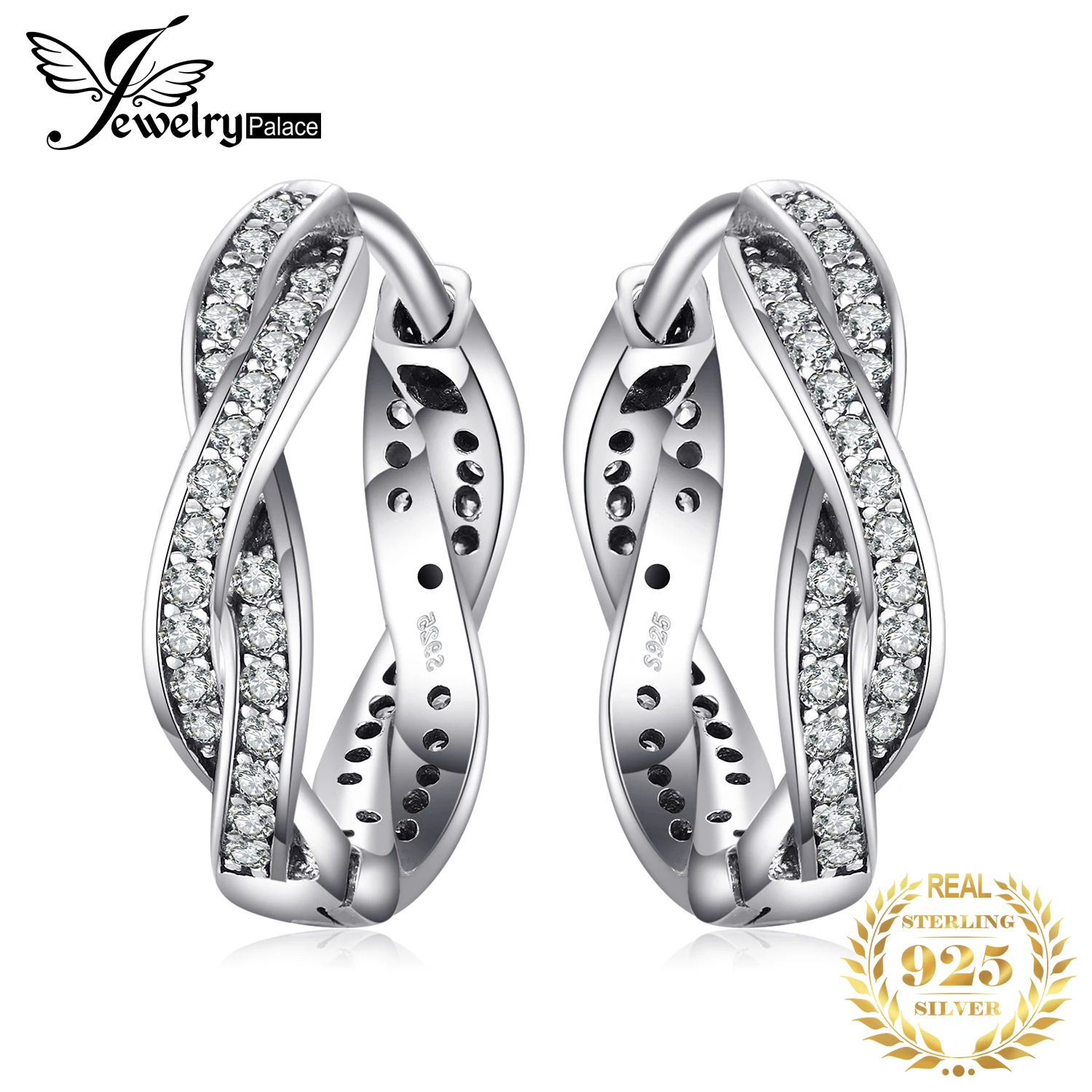 Jewelrypalace стерлингового серебра 925 серьги фианит бесконечность любви вмешался