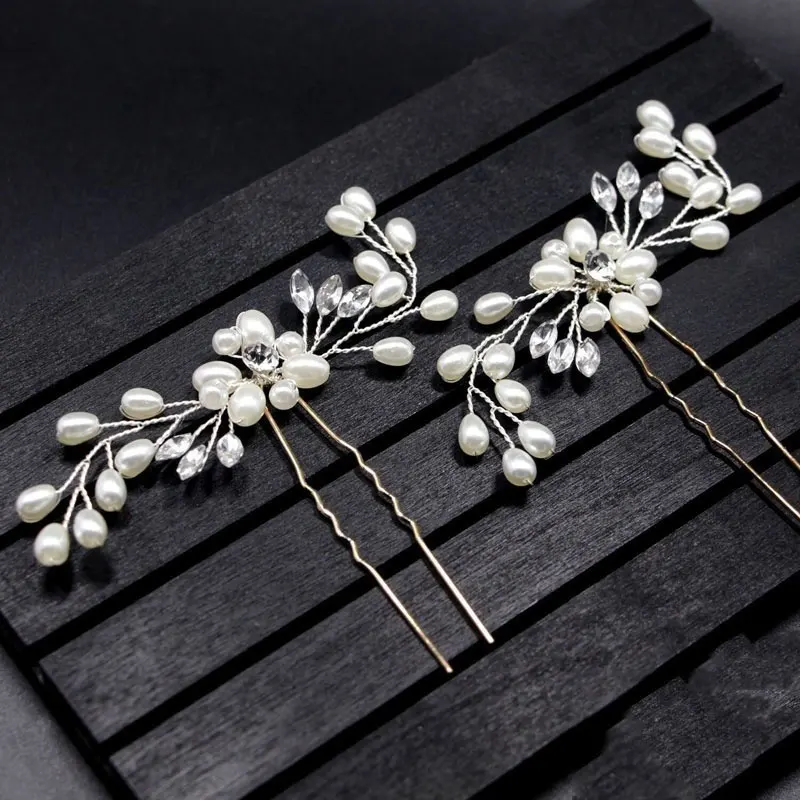 

Crystal Pearl Bridal Tiaras Hairbands Hairpins Bridesmaid Diamante Hair Vine Accessories Wedding Jewelry Headwear