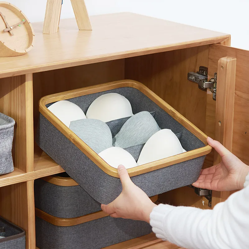 Бамбуковый органайзер для нижнего белья носков бюстгальтеров ящик хранения