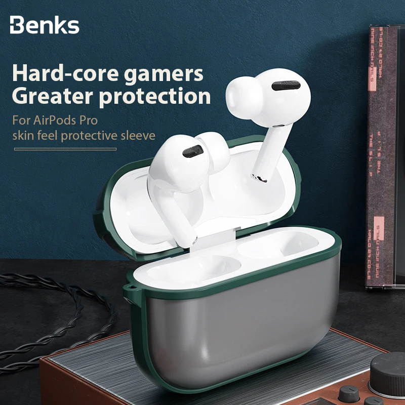 Гладкий Чехол для наушников Benks Airpods Pro жесткая матовая Защитная крышка + чехол с