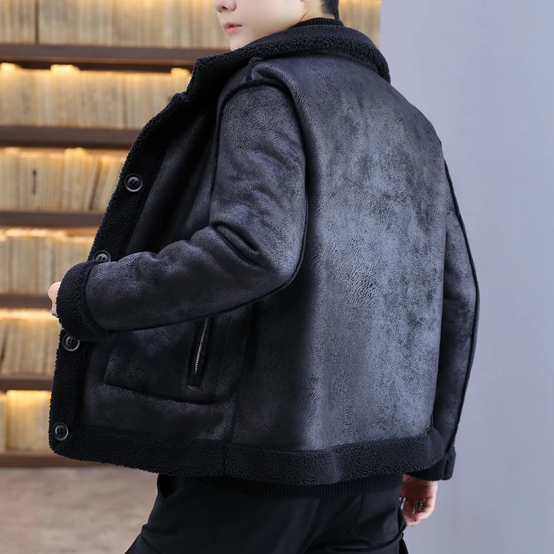 Зимнее мужское флисовое пальто из искусственного меха верхняя одежда теплая
